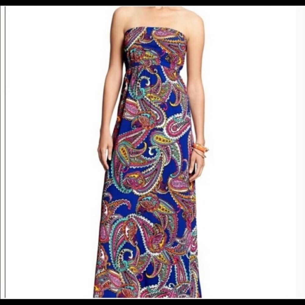 Banana Republic Rainbow Paisley Strapless Maxi